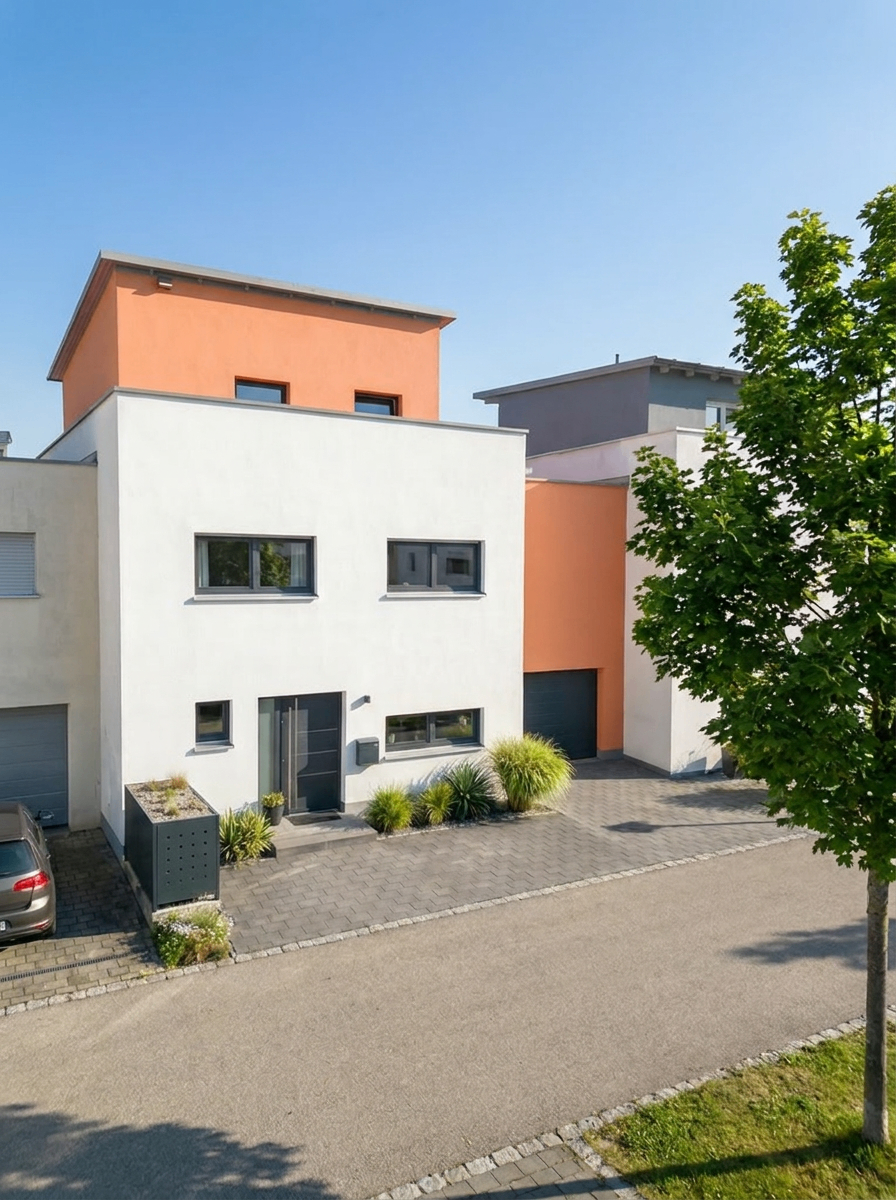 Frontale Straßenansicht des Hauses in Erding